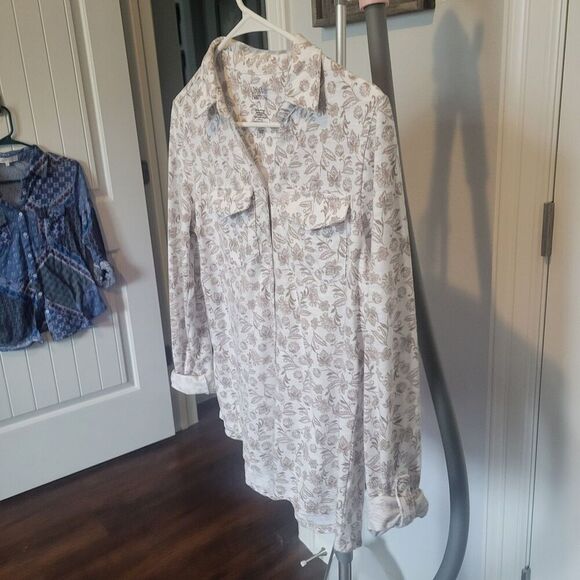 Womens tops set of 2 soft roll tab sleeves with collar v-neck cotton poly size s - Picture 13 of 16